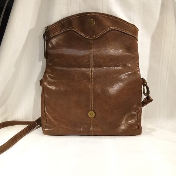 Brown Leather Crossbody Flap Shoulder Bag (Liz & Co) – Good Condition - Picture 8 of 10